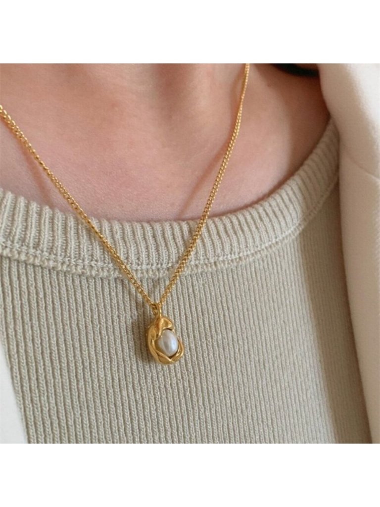 Baroque Pearl Pendant Necklace 18k Gold Filled